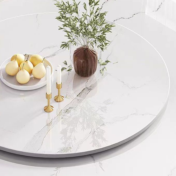 Glam Style Table Pedestal Dining Table with Turntable for Kitchen