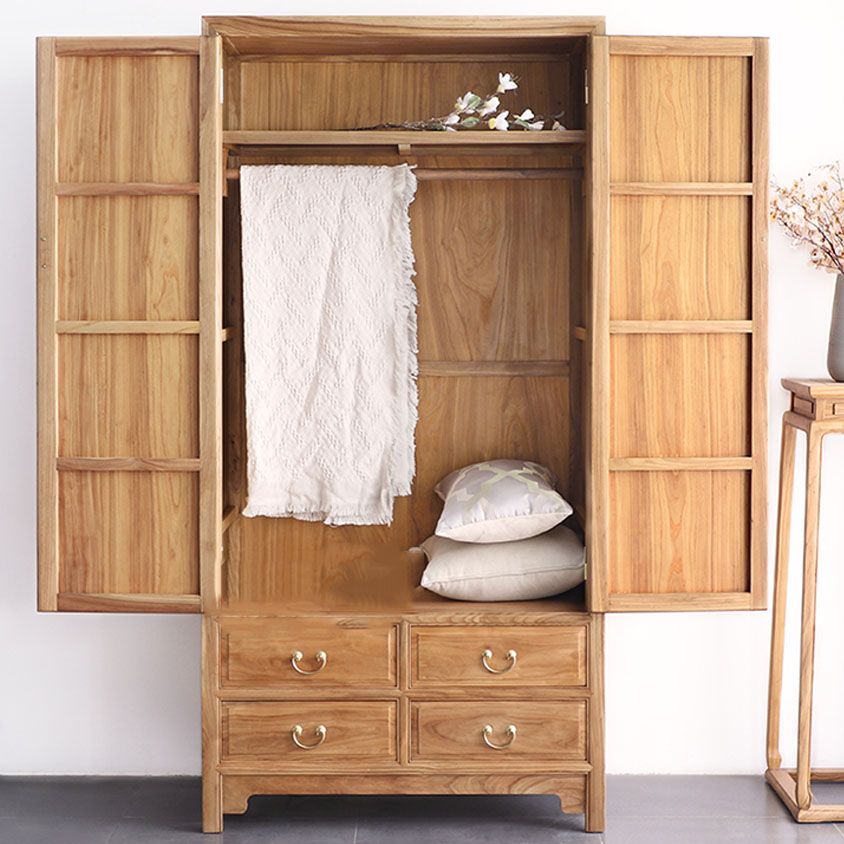 Modern Style Wood Wardrobe Cabinet Clothes Rail Wardrobe Armoire