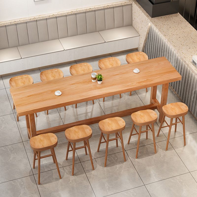 Modern Bar Dining Table Indoor Rectangle Wood Bar Table Trestle Base in Light Brown Clearhalo 'Bar Furniture' 'Bar Tables' 'bar_tables' 'Furniture' 'furniture_bar_tables' 'Kitchen & Dining Furniture' 'kitchen&dining_furn' 'kitchen' 1200x1200_1913e940-e6b5-417c-ab22-52b29e8da531