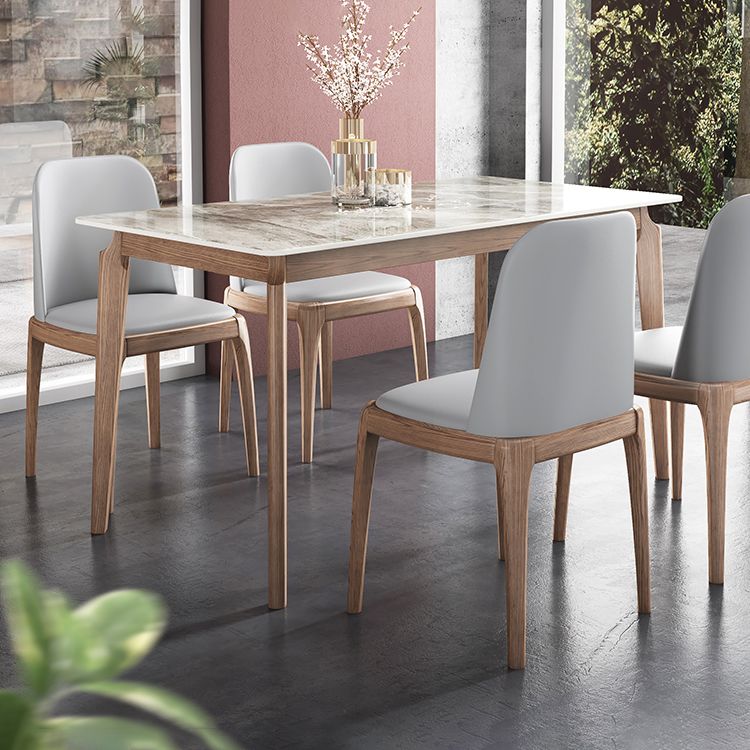 Rectangle Mid-Century Modern Dining Table Sintered Stone Table with 4 Solid Wood Legs Clearhalo ' dining_table' 'Dining Tables & Seating' 'Dining Tables' 'furn' 'furn_dining_table' 'Furniture' 'furniture_dining_table' 'Kitchen & Dining Furniture' 'kitchen&dining_furn' 'kitchen' 'kitchen_dining_table' 1200x1200_19140343-5610-46be-aff3-62a4d5e987a6