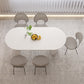 Stone Top Dining Table Contemporary Oval Table with Sled Base Clearhalo 'Dining Tables & Seating' 'Dining Tables' 'dining_table' 'furn' 'furn_dining_table' 'Furniture' 'Kitchen & Dining Furniture' 1200x1200_1915c6f5-03ae-4a78-9f18-2f3e1042c1f1