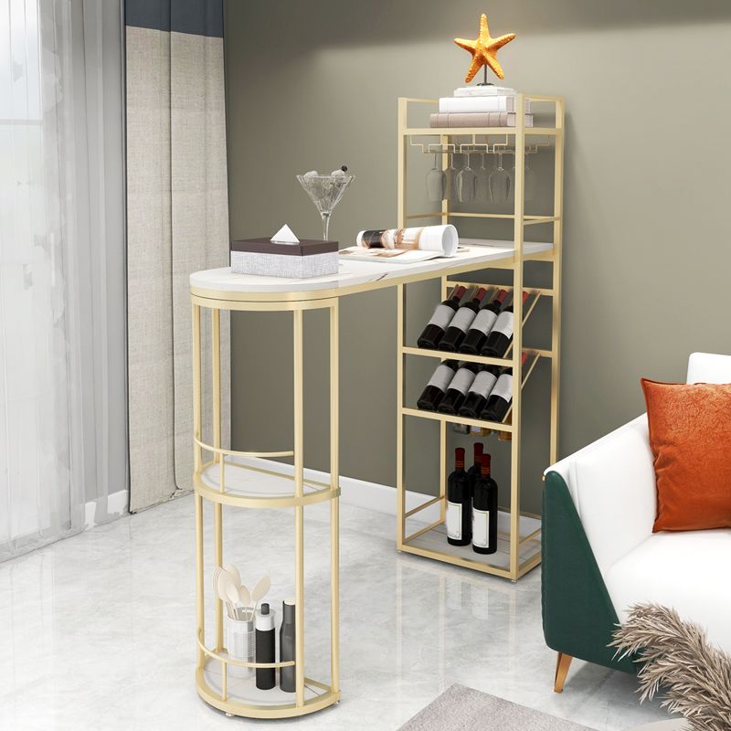 Juego de mesa de bar estilo Glam, juego de mesa de bar de granito blanco de 1/2 piezas para sala de estar