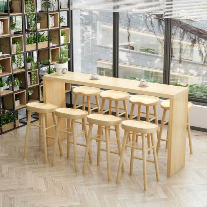 1/3/9 Pièces Rectangle industriel Table de pub ensemble Table de comptoir en bois avec tabourets sans dos