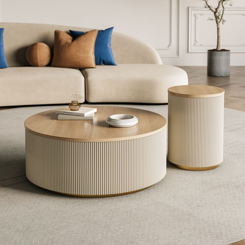Modern Round Coffee Table Solid Wood Nesting Coffee Table Set Clearhalo 'Coffee & Accent Tables' 'Coffee Tables' 'coffee_tables' 'furn' 'furn_coffee_tables' 'Furniture' 'Living Room Furniture' 1200x1200_191f966d-f26d-4678-bef6-46861cdd8a2b