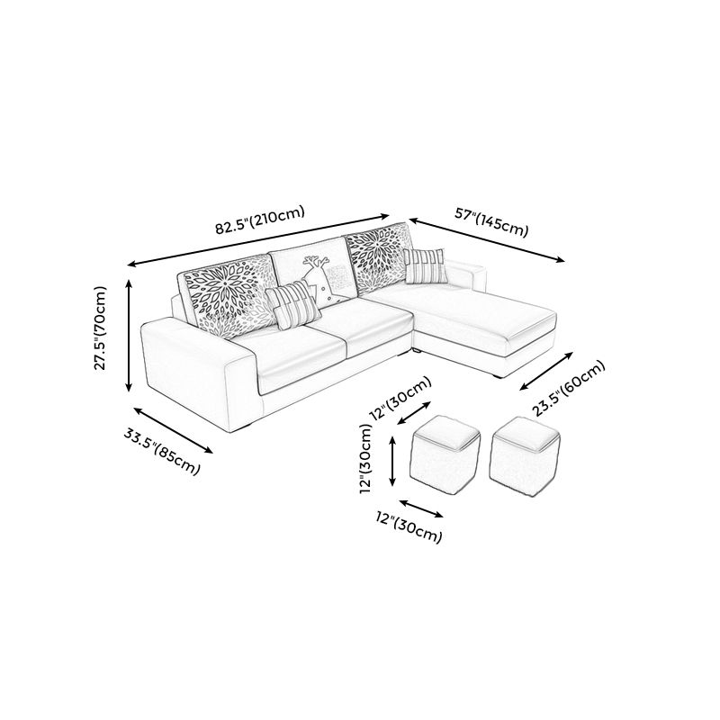 27.56"H Square Arm Sectional Removable Cushions Sofa and Chaise Clearhalo 'furn' 'furn_sectionals' 'Furniture' 'furniture_sectionals' 'kitchen' 'kitchen_sectionals' 'Living Room Furniture' 'Sectionals' 1200x1200_1920fffc-387c-4746-b13a-72d4b5c3305f
