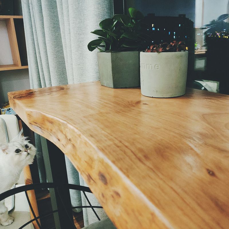 Brown Modern Style Table Solid Wood and Iron Milk Tea Shop Bar Table Clearhalo 'Bar Furniture' 'Bar Tables' 'bar_tables' 'furn' 'furn_bar_tables' 'Furniture' 'furniture_bar_tables' 'Kitchen & Dining Furniture' 1200x1200_1921d6ac-5f90-45d7-96bb-dd7d8edf66e3
