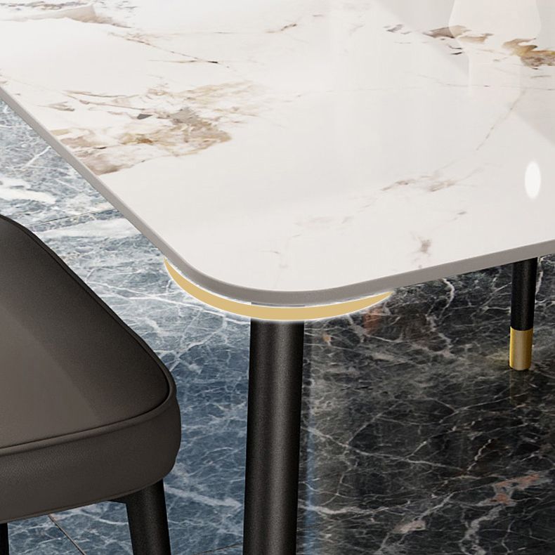 Juego de muebles de comedor nórdicos, mesa rectangular de piedra sinterizada, sillas sin brazos, 1/2/5/7 piezas