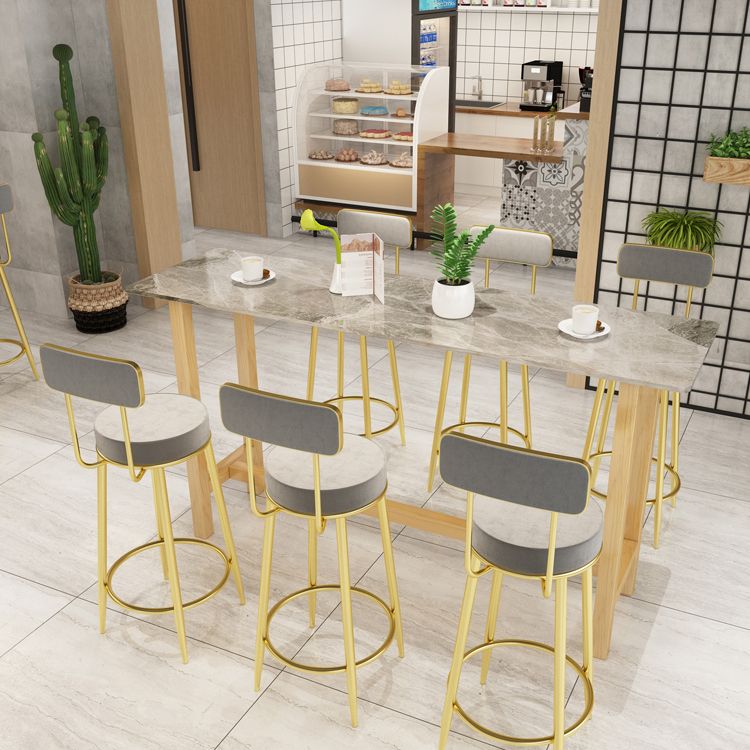 Modern Marble Counter Table with Rectangle Table Top Natural Trestle Table - 42" H Clearhalo 'Bar Furniture' 'Bar Tables' 'bar_tables' 'furn' 'furn_bar_tables' 'Furniture' 'furniture_bar_tables' 'Kitchen & Dining Furniture' 1200x1200_1923c1fd-ba27-45a4-975a-b9b41597c770