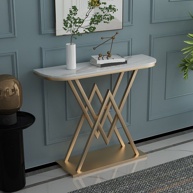 Tavolo da console in marmo glam da 12 "W tavolo da accento resistente alle macchie mezzano per la sala