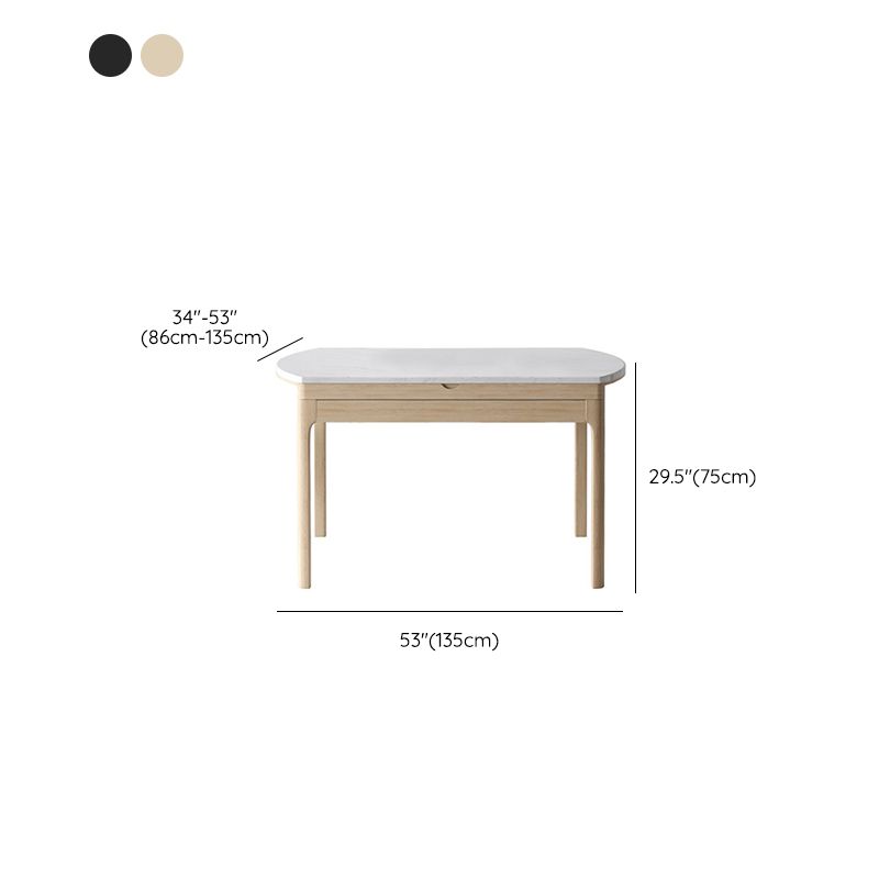 Modern Dining Round Table Stone Table with Wooden Legs for Home