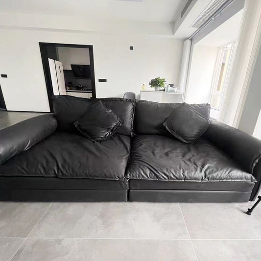 Contemporary Pillow Top Arm Sofa 30.7" H Faux Leather Sofa & Chaise Clearhalo 'furn' 'furn_sectionals' 'Furniture' 'furniture_sectionals' 'Living Room Furniture' 'Sectionals' 1200x1200_19254d41-b1c5-45e7-93f1-220393fa8929