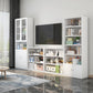 White and Black Modern Bookshelf Closed Back Wood Bookcase for Home