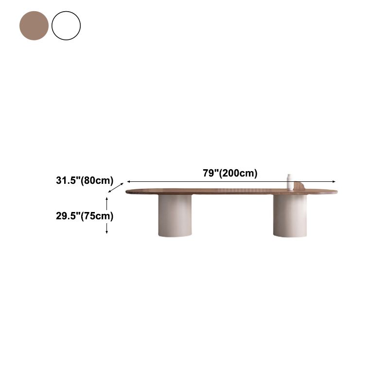 Modern Pine Wood Table for Restaurant Oval Dining Table with Double Pedestal Clearhalo 'Dining Tables & Seating' 'Dining Tables' 'dining_table' 'furn' 'furn_dining_table' 'Furniture' 'furniture_dining_table' 'Kitchen & Dining Furniture' 'kitchen' 'kitchen_dining_table' 1200x1200_19261adb-20d8-4a85-bde5-589ecdcfddf3