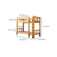 Mid-Century Modern Headboard Bunk Bed Solid Wood Bed with Footboard