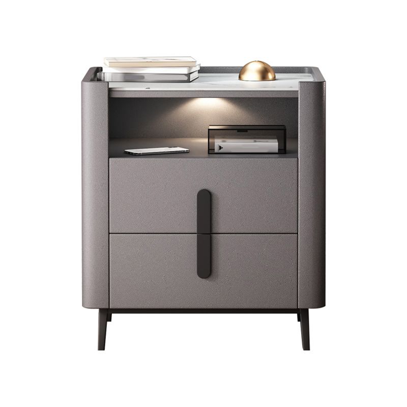 22 inch H Nightstand Moderne Open opbergsteen Top 2-ladel nachttafel met benen