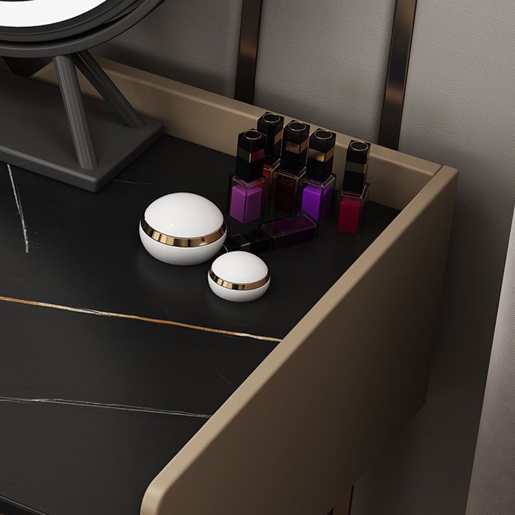 Glam 31.49 " Height Slate Table Top Makeup Vanity Stool with 3 Drawers Clearhalo 'Bedroom Furniture' 'furn' 'furn_makeup_vanities' 'Furniture' 'Makeup Vanities' 'makeup_vanities' 1200x1200_1929dcac-356a-4169-9663-374c7e75559f
