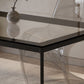 Rectangular Dining Table Glass Tabletop with Black Aluminum Legs Clearhalo 'Dining Tables & Seating' 'Dining Tables' 'dining_table' 'furn' 'furn_dining_table' 'Furniture' 'Kitchen & Dining Furniture' 1200x1200_1929f34b-d8fc-44f7-b224-ca71a8737c63