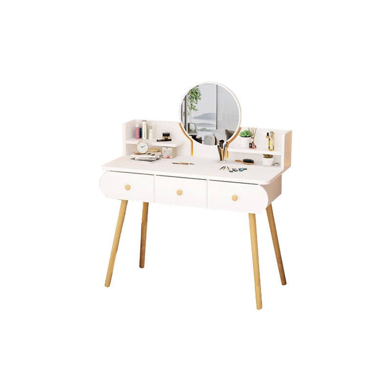 Modern Makeup Vanity Desk with Mirror and Storage Shelves, 47.25"