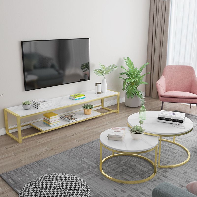 Open Storage Media Console Glam TV Stand Console for Living Room Clearhalo 'furn' 'furn_tv_stands_entertainment_centers' 'Furniture' 'Living Room Furniture' 'TV Stands & Entertainment Centers' 'TV Stands & Media Storage Furniture' 'tv_stands_entertainment_centers' 1200x1200_192cdbc1-ab68-4b92-a132-42d9e4aeba1b