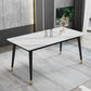 Metal Tripod Base Dining Table Modern Rectangle Stone Dining table in White Clearhalo 'Dining Tables & Seating' 'Dining Tables' 'dining_table' 'furn' 'furn_dining_table' 'Furniture' 'furniture_dining_table' 'Kitchen & Dining Furniture' 1200x1200_192e28d0-4506-4d47-baaa-b570511c74e6