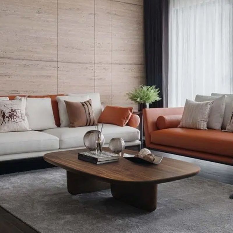 Mesa de centro escandinava de 15,75" de altura Mesa de centro de madera en nogal