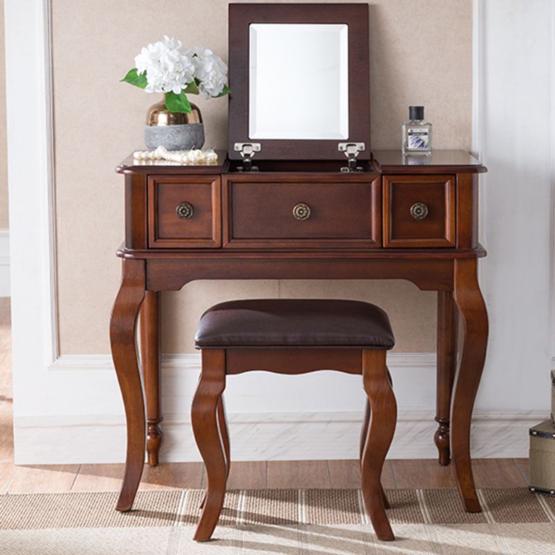 Traditional Flip-Top Vanity Dressing Table Wooden Makeup Vanity Set Clearhalo 'Bedroom Furniture' 'furn' 'furn_makeup_vanities' 'Furniture' 'Makeup Vanities' 'makeup_vanities' 1200x1200_192f3eba-48be-429f-986d-c946899c8612