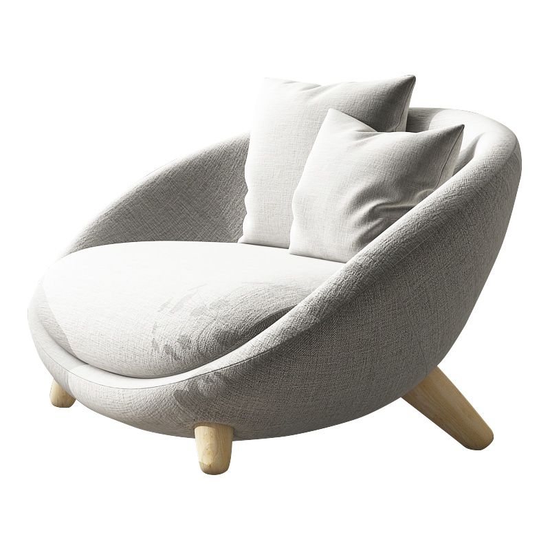 Scandinavian 34.6"Wide Cotton Blend Fixed Back Sloped Arms Papasan Chair with 2 Pillows Clearhalo 'Accent Chairs' 'accent_chairs' 'Chairs & Seating' 'furn' 'furn_accent_chairs' 'Furniture' 'Living Room Furniture' 1200x1200_193011db-0cd8-441c-9a56-ca1871d4cf46