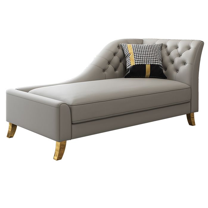 Glam Style Solid Color Genuine Leather Rolled Arms Chaise Chair with Tufted Clearhalo 'Chairs & Seating' 'Chaise Lounge' 'chaise_lounge' 'furn' 'furn_chaise_lounge' 'Furniture' 'Living Room Furniture' 1200x1200_1930ee55-a858-4256-8da6-51a619713b15
