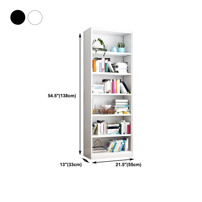 White and Black Modern Bookshelf Closed Back Wood Bookcase for Home