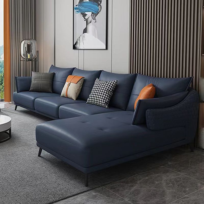 131.88" L x 66.92" W x 33.46" H Genuine Leather Sofa Pillow Top Arm Sectional Clearhalo 'furn' 'furn_sectionals' 'Furniture' 'furniture_sectionals' 'Living Room Furniture' 'Sectionals' 1200x1200_1932ca53-ed7a-4e3d-9ecf-1fc64c9f5d0d