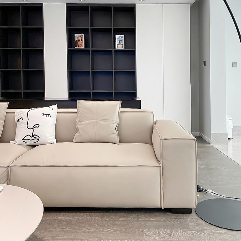 Divano a braccio quadrato a 4 posti moderno 110.23 "divano in leatine di beige largo