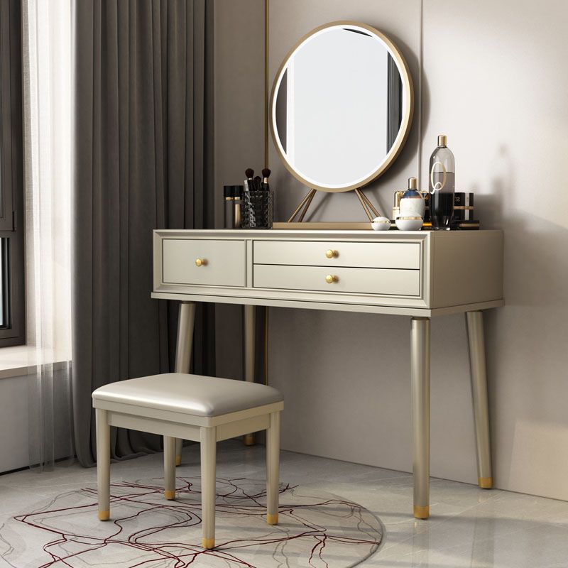 3 cassettes de tiroir bois avec table de maquillage et tabourets