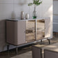 Sideboard a buffet in pietra e legno con supporto a buffet glam del cassetto