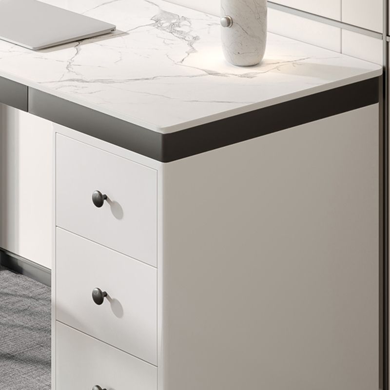 Modern Style White Office Task Desk Rectangular Shape Writing Desk with 2 Legs Clearhalo 'furn' 'furn_office_desk' 'Furniture' 'Office Desks' 'Office Furniture' 'office_desk' 1200x1200_193600bf-aa4d-40ca-8420-73f42a2b68d1