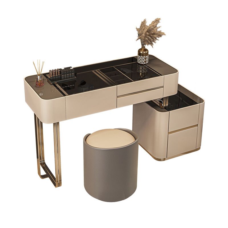 17" Wide Glam Vanity Table Glass Black Make-up Vanity with Drawer Clearhalo 'Bedroom Furniture' 'furn' 'furn_makeup_vanities' 'Furniture' 'Makeup Vanities' 'makeup_vanities' 1200x1200_193739b8-7abd-4877-b7c6-4cf993f5b33e