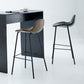 Taburete de bar sin brazos de cuero, taburete moderno con respaldo para comedor