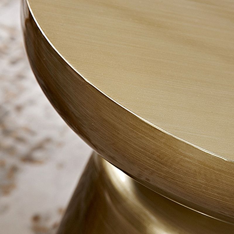 16.9" Tall Modern Mental Pedestal Side Table Solid Color Round Top End Table