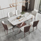 Glam Rectangle White Dining Table Sintered Stone Top Kitchen Dining Table with Pedestal Base Clearhalo ' dining_table' 'Dining Tables & Seating' 'Dining Tables' 'furn' 'furn_dining_table' 'Furniture' 'furniture_dining_table' 'Kitchen & Dining Furniture' 'kitchen&dining_furn' 'kitchen' 'kitchen_dining_table' 1200x1200_193acef6-e777-4ef8-a6b2-b5468ae7c4cd
