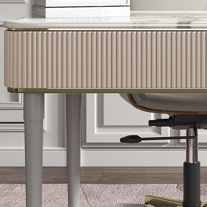 Tables de travail de bureau de forme rectangulaire en pierre en blanc