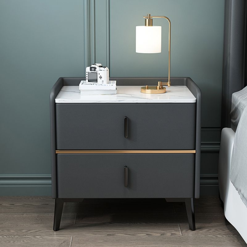 Moderne 20 Zoll H Night Tischstein Top 2-Drawer-Aufbewahrung Nachttisch mit Beinen