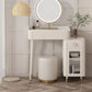 White Stone Top Vanity Makeup Table Modern 15.75" D Vanity Table with Storage