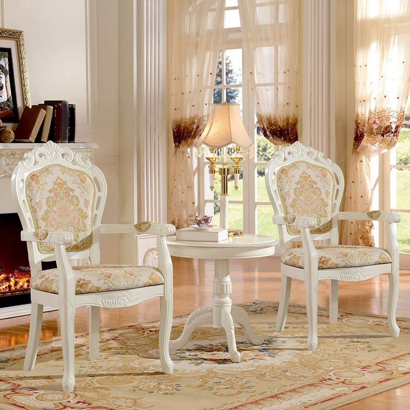 Victorian Fabric Arm Chair King Louis Back Matte Finish Dining Chair (Set of 2) Clearhalo ' kitchen&dining_furn' 'Dining Chairs' 'Dining Tables & Seating' 'dining_chair' 'furn' 'furn_dining_chair' 'Furniture' 'furniture_dining_chair' 'Kitchen & Dining Furniture' 'kitchen' 1200x1200_194203ee-b81f-4c25-a5c6-e561211726cd