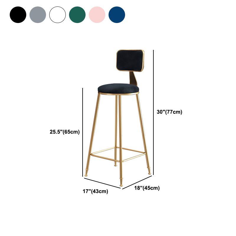Glam Round Counter Stool Footrest Upholstered Low Back Indoor  Dining Stool