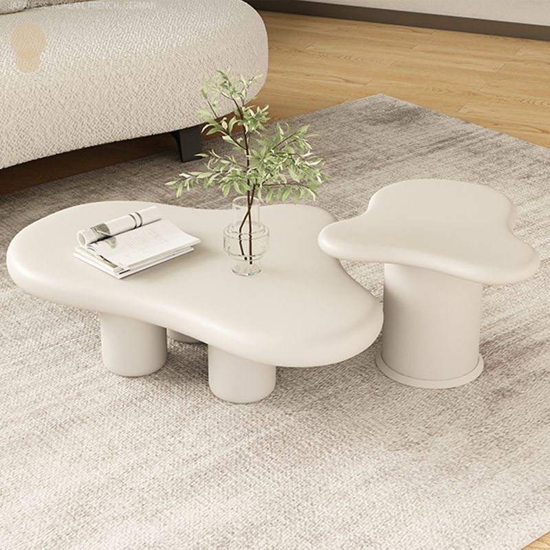 White Wood Coffee Table Free-Form Modern No Distressing Coffee Table Clearhalo 'Coffee & Accent Tables' 'Coffee Tables' 'coffee_tables' 'furn' 'furn_coffee_tables' 'Furniture' 'Living Room Furniture' 1200x1200_194462aa-c947-493d-8d5f-c55b26221c64