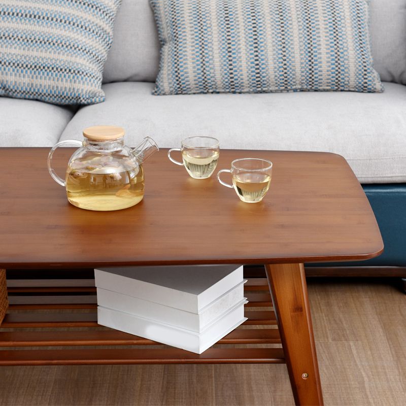 Rectangular Coffee Table with Walnut/wood-colored Top on 4-leg Base Clearhalo 'Coffee & Accent Tables' 'Coffee Tables' 'coffee_tables' 'furn' 'furn_coffee_tables' 'Furniture' 'furniture_coffee_tables' 'Living Room Furniture' 1200x1200_1944a567-a8df-4ff1-bc38-b09d86f9dfc8