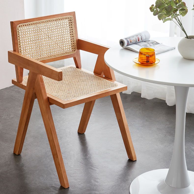 Modern Home Dining Arm Chair Rubberwood Open Back Dining Side Chair Clearhalo 'Dining Chairs' 'Dining Tables & Seating' 'dining_chair' 'furn' 'furn_dining_chair' 'Furniture' 'furniture_dining_chair' 'Kitchen & Dining Furniture' 1200x1200_19450c60-16b3-404b-b28f-82df8f1d5f0c