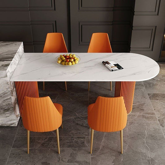 Traditional Luxury Dining Table White Top Specialty Dining Table for Home Clearhalo 'Dining Tables & Seating' 'Dining Tables' 'dining_table' 'furn' 'furn_dining_table' 'Furniture' 'Kitchen & Dining Furniture' 1200x1200_19463ce6-2c40-4216-bdbc-64c958eec9c5