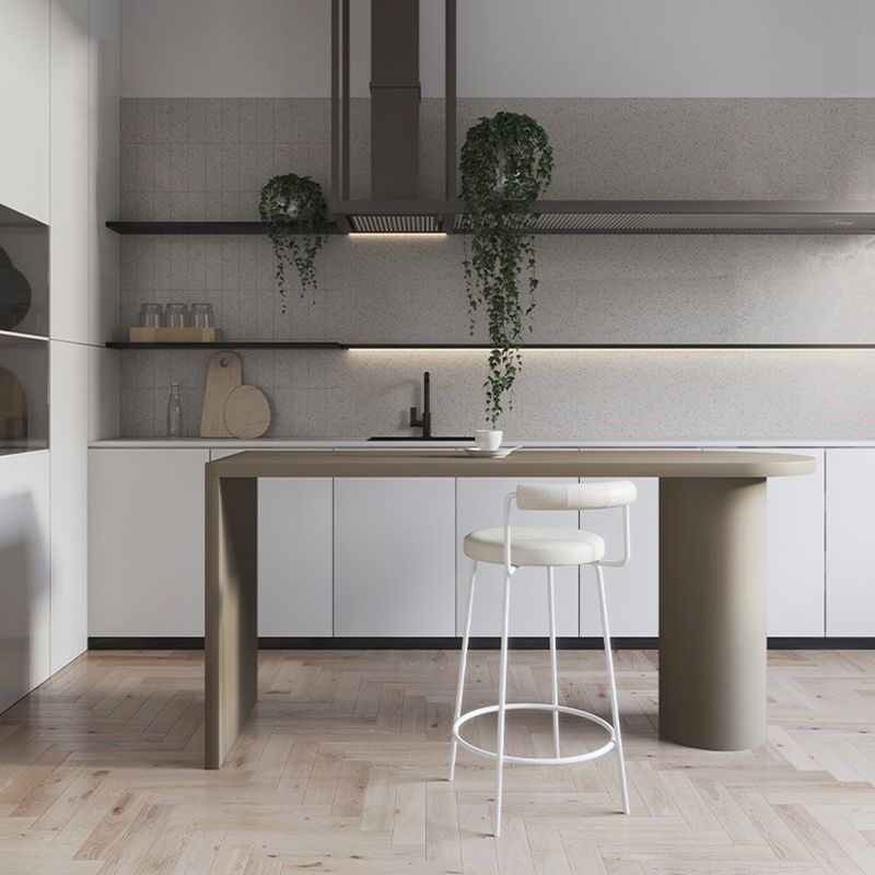 Wood Bar Dining Table Modern Bar Table with Double Pedestal for Kitchen