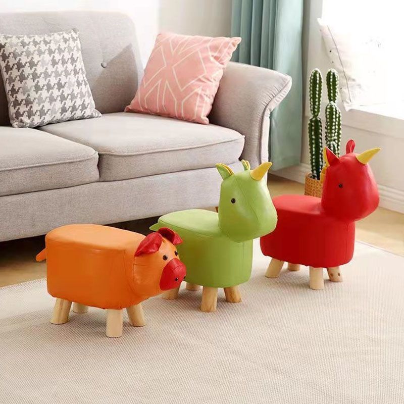 Contemporary Pouf Ottoman Cotton Upholstered Animal Shape Ottoman with Chair Legs Clearhalo 'furn' 'furn_ottomans_poufs' 'Furniture' 'Living Room Furniture' 'Ottomans & Poufs' 'ottomans_poufs' 1200x1200_19491b6f-e6c9-4a24-8b0a-1911538aeaaa