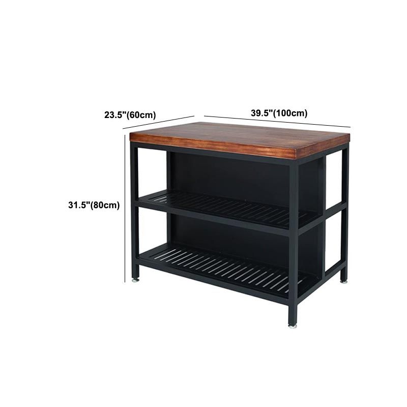Industrial Stationary Kitchen Island table Metal Rectangular Kitchen Island Cart Clearhalo 'furn' 'furn_kitchen_islands_carts' 'Furniture' 'Kitchen & Dining Furniture' 'Kitchen Islands & Carts' 'kitchen_islands_carts' 1200x1200_194b0a38-8ac1-472c-ab93-f0525ceedda7